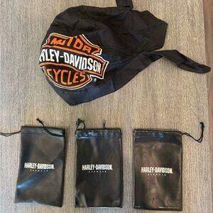 Harley-Davidson Head Wrap/Durag + Eyewear Pouches – 4 Piece Set